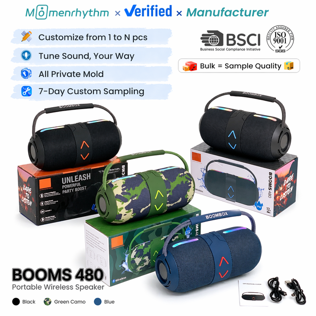 High Quality Personalized Portable Speaker LED Wireless Stereo Sound Rechargeable Custom Corporate Gifts