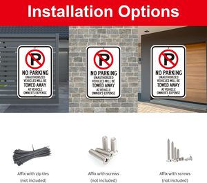 Nessun segno di parcheggio-veicoli non autorizzati rimorchiati via al segno di spesa del proprietario del veicolo, resistente agli agenti atmosferici, inchiostro durevole, facile da montare - Product Image 5