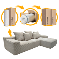 Ensemble de canapés modulaires en forme de L, style nuage moderne, avec fonctions réglables, revêtement en tissu, garnissage en éponge, mobilier de salon de luxe