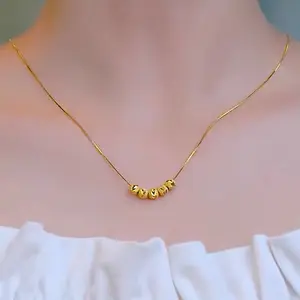 2022 бестселлер, модное ожерелье для девушек, простая Подвеска из бусин с латунным покрытием, цепочка на ключицу для девочек