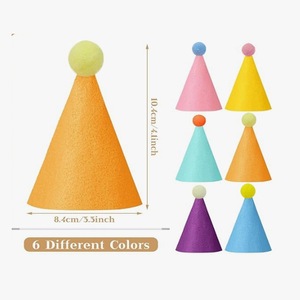 HLC ODM OEM 6PCS Mini Sombreros de Fiesta en Forma de Cono para Muñecos de Peluche, Animales, Perros, Gatos, Conejos, Cachorros, Ropa de Verano para Mascotas - Product Image 4