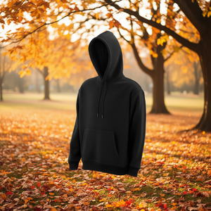 Sweat-shirt à capuche en polaire pour homme, taille XL, noir uni, chaud, décontracté, automne-hiver, coupe classique, 100% coton - Product Image 2