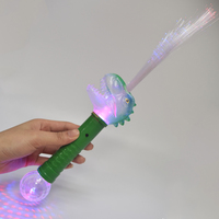 Baguettes lumineuses en fibre optique avec boule prismatique, baguette lumineuse pour garçon, fête sur le thème des dinosaures