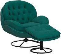 Fauteuil lounge moderne avec base en métal, repose-pieds, pivotant à 360 degrés, confortable, canapé de détente individuel - Meubles de salon pour la maison
