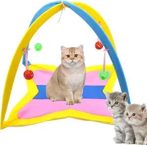 搞笑猫帐篷铃铛球可折叠猫床游戏帐篷猫玩具