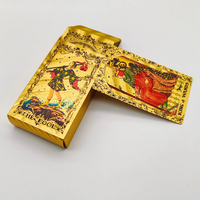 Jeu de tarot portable, durable, personnalisable, avec feuille d'or de luxe, emballage écologique en plastique, jeu d'oracle pour débutants, 7 joueurs