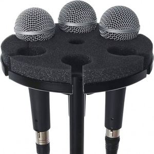 Support de microphone professionnel portable en métal, support pour 6 micros, 6 canaux, bonnette anti-vent en mousse circulaire - Product Image 3