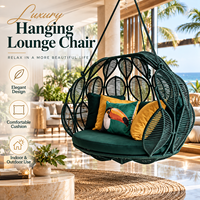 Fauteuil suspendu en rotin PE tissé à la main en forme de feuille avec coussin épais, fauteuil suspendu intérieur/extérieur