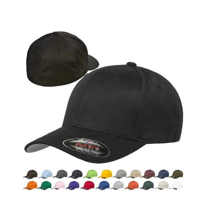Custom Cotton 6 Panel Men Plain Gorras Flex Structured Blank Fitted Hat Baseball Caps