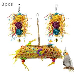 Atacado 3 Pacote Colorido Luxo Clássico Madeira Rattan Bola Chew Brinquedos Pet Acessório para Papagaios <span class=keywords><strong>Bird</strong></span> Cage - Product Image 1