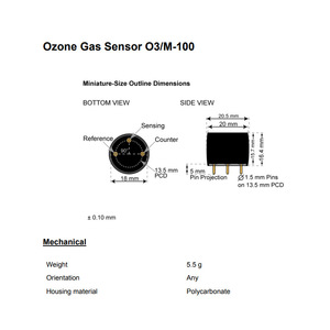 Sensor de Gas Ozono Membrapor O3/M-100, 0-100 ppm, Electroquímico, Carcasa Miniatura, Control de Seguridad de Procesos - Product Image 3