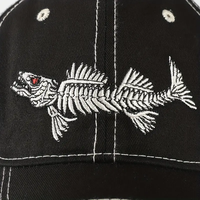 Topi Baseball 6 Panel Bordir Tulang Ikan 100% Katun Jahitan Kontras Unisex untuk Memancing Santai di Luar Ruangan, Topi Pelindung Matahari untuk Pria/Wanita