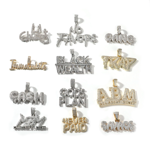 ABM SAVAGE Pendentif Hip Hop Plaqué Rhodium Trendy Cross Pattern avec CZ Letter Cash Trap Laiton Zircon sur Corde Chaîne pour Cadeau - Product Image 1