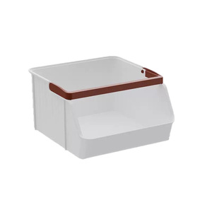 Stackable Plastic Storage Basket With Handle Rectangle Kitchen Desktop Organizer Neatening Storage Solution - Product Image 1