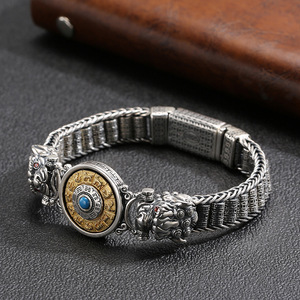 Stile retrò 12 segno zodiacale trasferimento braccialetti Vintage Color argento Pixiu sei caratteri bracciale per uomini regali fortunati - Product Image 1