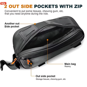 Borsa Portaoggetti per Mountain Bike con 2 Tasche Laterali, Impermeabile in Pelle Verniciata, Chiusura a Cerniera 1.2L, Manico Morbido, Tasca per Cellulare - Product Image 3