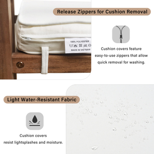 Juego de Comedor Moderno de 7 Piezas de Madera de Acacia para Exteriores con Cojines, 6 Sillas y 1 Mesa Grande, Ecológico, Plegable y Portátil para Uso en Interiores - Product Image 4