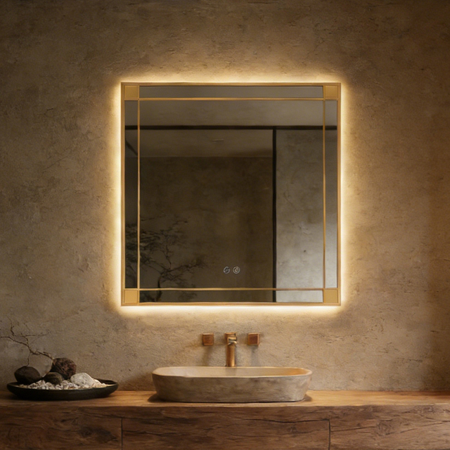 Factory Supply Rectangular Smart Mirror 3-Color Dimmable Light LED Bathroom Backlit  Mirror for Modern Renovation