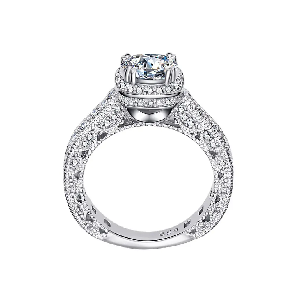 Mode lumière luxe Style S925 argent Sterling Zircon anneau en gros femmes Sterns anneaux de mariage Catalogue saint valentin