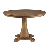 Weißer Runder Tisch mit Einzelner Säule und Drei Beinen aus Massivholz - Luxuriöser und Dezent-Eleganter Esstisch für Kleine Wohnungen