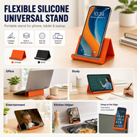 Support de téléphone portable, tablette et ordinateur portable en silicone flexible, pliable, antidérapant, avec logo personnalisé, pour une meilleure dissipation de la chaleur