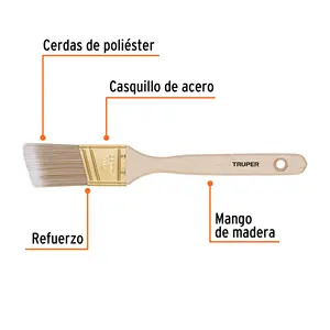 BOX 6 Brosse à poils synthétiques 1-1/2' à coupe angulaire, manche en bois - Product Image 1