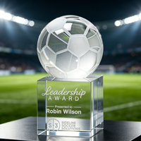 Trophée de football en cristal cubique épais personnalisé Noble, surface mate gravée, récompense pour l'accomplissement d'une équipe de football