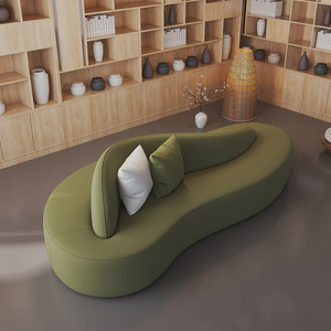 Sofá Curvo de Tela Verde para Salón o Área de Recepción, Diseño Moderno y Minimalista, Mueble con Forma de Nube para Club - Product Image 1