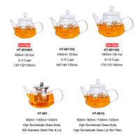 Théière en verre de 600 à 1600 ml, entièrement en verre transparent, résistante à la chaleur, pour le thé parfumé, le café froid et la préparation de boissons estivales
