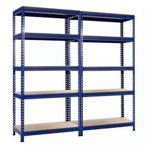 Easy install Adjustable Steel Iron Coated Uprights 5 Layer Metal Stand Stacking Storage Rivet Boltless Shelf Rack