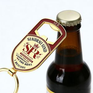 Summer Beer Bar Keychain Gold Plated Metal Zinc Alloy Enamel <b>Custom</b> Logo Personalized Bottle Opener - Product Image 1