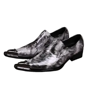 Na054 sapato masculino de couro genuíno, sapato de luxo estilo dedo do pé de aço estilo formal para casamento, de ponta fina