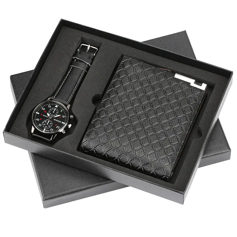 Mannen Gift Set Prachtige Verpakking Horloge Portemonnee Set Creatieve Combinatie Horloge Portemonnee Vaderdag Gift