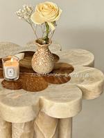 Table basse de luxe en onyx blanc persan en forme de fleur, durable, écologique, moderne, en pierre naturelle pour salon et chambre à coucher AKSEIM