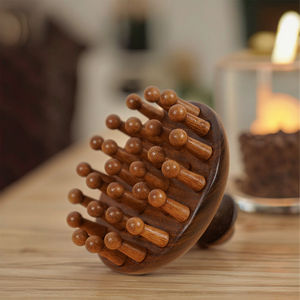 Nuevo peine de terapia de meridianos redondos de sándalo Natural 100%, masajeador de cuero cabelludo de madera, cepillo de champú, peines de masaje de madera para el cuidado del cabello - Product Image 1