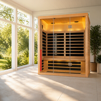 Sauna de loisirs SS-300 pour 3 personnes, sauna sec commercial en bois massif cèdre rouge/cèdre rouge, infrarouge lointain, fenêtres en transom, commande numérique, 6KW