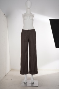 Pantalon droit à rayures fines pour femme, taille basse, coupe ample, idéal pour le bureau ou les occasions décontractées, collection automne 2026 - Product Image 6