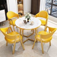 Ensemble de table à manger moderne en or Vente en gros de meubles pour restaurant pour 4 personnes avec 4 chaises en métal pour la maison Bar Salle de sport Chambre Atelier