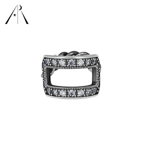 <span class=keywords><strong>Vantage</strong></span> Punk Trendy Hip Hop Street Style forma cuadrada con piedra de circón hueco S925 anillos de ley - Product Image 3
