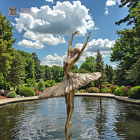 Statue de ballerine grandeur nature en bronze doré, sculpture de danseuse de ballet pour extérieur, art moderne, décoration de jardin, villa, piscine