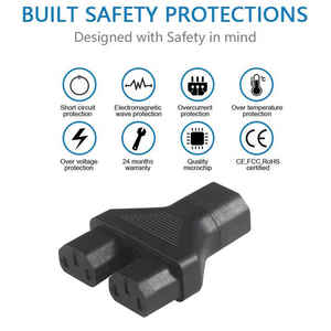 IEC C14 to 2X C13 <b>Power</b> <b>Adapter</b> Universal Male to Female Plug Converter AC <b>Power</b> Splitter for Industrial Use - Product Image 3
