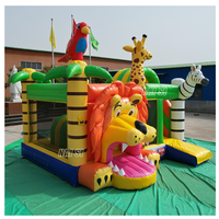 Vente flash Château gonflable combiné lion girafe commercial 5x5m pour enfants avec toboggan