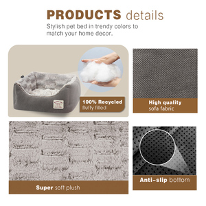 Langlebiges Sofa-Stoff Hundebett Quadratisch Vorrätige Hundebetten Wendbare Haustierbetten - Product Image 5