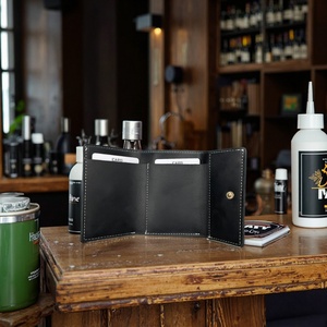 Vintage Slim Real Leather RFID ID Card Holder Mini Multi-Function Genuine Leather Wallet Open Closure Thread Short for Men - Product Image 5