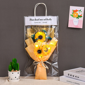 Nuevo Ramo de Flores Artificiales Coloridas Personalizadas, Hechas a Mano, con Luces de Cadena, Ramo Tejido - Product Image 5