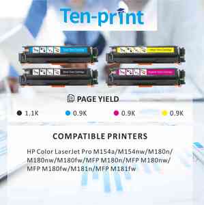 Cartouche de toner Ten-print Factory Outlet 205 pour <span class=keywords><strong>HP</strong></span> <span class=keywords><strong>205A</strong></span> CF530 CF530A CF531A CF532A CF533A 1SET pour imprimante <span class=keywords><strong>HP</strong></span> M154A M180 M181... - Product Image 1