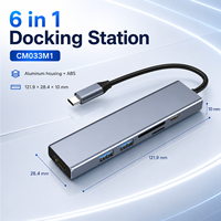 Hub USB C 6 in 1 4K HDMI 100W PD Pembaca Kartu SD TF 3.0 Docking Station Multiport Tipe C Splitter untuk MacBook