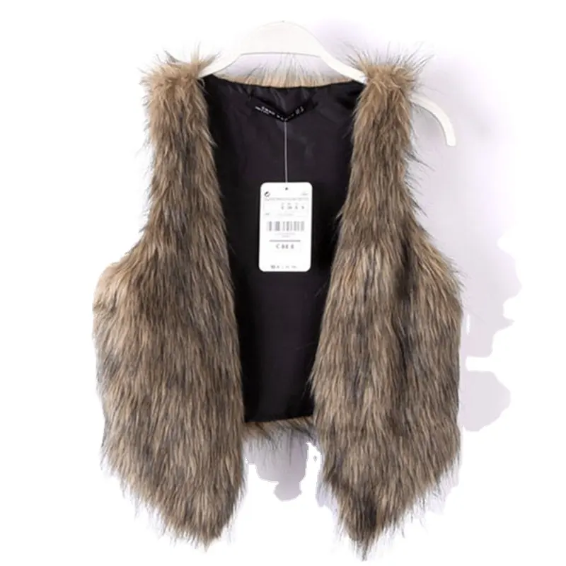 2022 Factory wholesale custom spot Fashion Winter Fake Fur Coats Women short Faux fur women contracted sleeveless faux Fur Vest