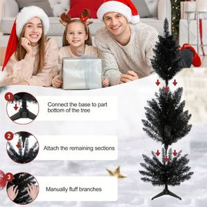 Black Customizable Artificial Christmas Tree Shiny PET Modern Holiday Decor for Home Hotel Retail & Parties - Product Image 2