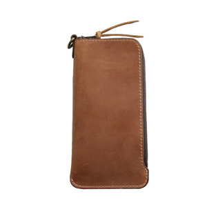 Cartera Ultrafina de Cuero Genuino para Hombre con Cierre, Diseño Retro Simple de Cuero Crazy Horse, Portátil y Juvenil - Product Image 1